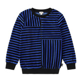 Baby Royal Blue and Black Striped Velour Sweatshirt