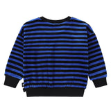 Royal Blue and Black Striped Velour Sweatshirt