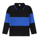 Royal Blue and Black Colorblock Polo