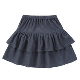 Slate Blue Corduroy Tiered Skirt