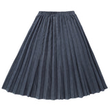 Slate Blue Midi Sunburst Pleat Skirt