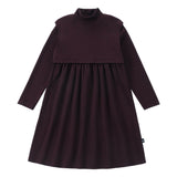 Maroon Vest-Overlay Mock Neck Dress