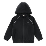 Boys Black Raincoat with White Trim