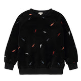 Baby Black Velour Sweatshirt With Embroidered Lightning Bolts