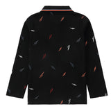 Black Polo With Embroidered Lightning Bolts