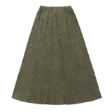 Green Wash Maxi Skirt With Stitching Details