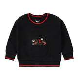 Black Sweatshirt With Embroidered Pocket Detail