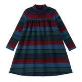 Jewel-Tone Stripe Mock Neck Dress