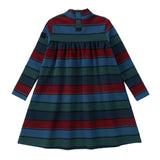 Jewel-Tone Stripe Mock Neck Dress