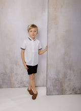 Boys White Shirt with Black Trim