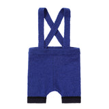 Brushed Royal Blue Knit Suspender Romper