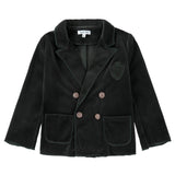 Green Velvet Double Breasted Blazer With Emblem