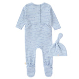 Blue Bow Print Footie Set
