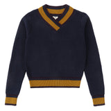 Navy/ Mustard Trim Sweater