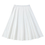 Ivory Cotton Midi A-Line Skirt