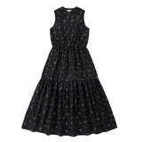 Black Floral Tiered Sleeveless Dress