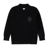 Black V-Neck Rib Knit Sweater