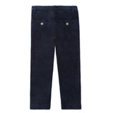 Navy Velvet Pants With Gold Buttons