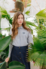 Teens Navy Stripe Collared Shirt
