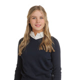 Navy V-Neck Sweater With Ribbed Raglan Sleeves