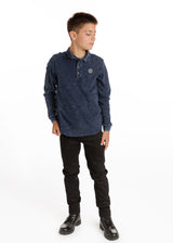 Dark Blue Stretch Denim Polo