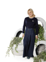 Teens Denim Pleated Maxi Skirt