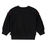 Black Ruffle Sweatshirt With Envelope Applique Detail