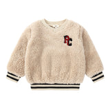 Light Tan Sherpa Sweatshirt With "PC" Patch