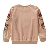 Sand Velour Embroidered Flower Sweatshirt