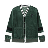 Green Velvet Cardigan With "P" Patch