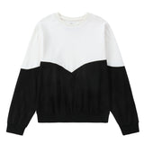 Ivory and Black Suede Colorblock Sweatshirt