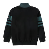 Black Sweatshirt With Green Zip-Mock Neck Detail