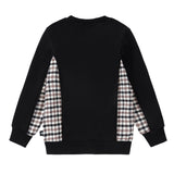 Black Sweatshirt With Plaid Colorblock