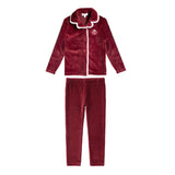 Dark Red Velour Ribbed Button Down Pajama