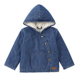 Denim Sherpa Lined Wrap Jacket