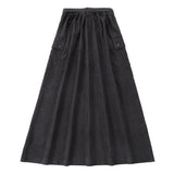 Grey Corduroy Cargo Skirt