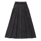 Grey Corduroy Cargo Skirt
