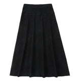 Black Denim A-line Yoke Skirt