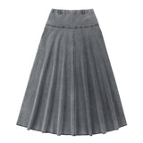 Teens Grey Denim A-Line Skirt with Yoke
