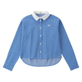 Teens Blue Crop Collared Shirt