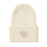 Cream Ribbed Knit Beanie