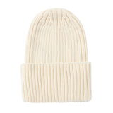 Cream Ribbed Knit Beanie