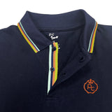 Navy Short Sleeve Polo With Colorful Stripes