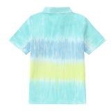 Tie Dyed Stripe Short Sleeve Polo