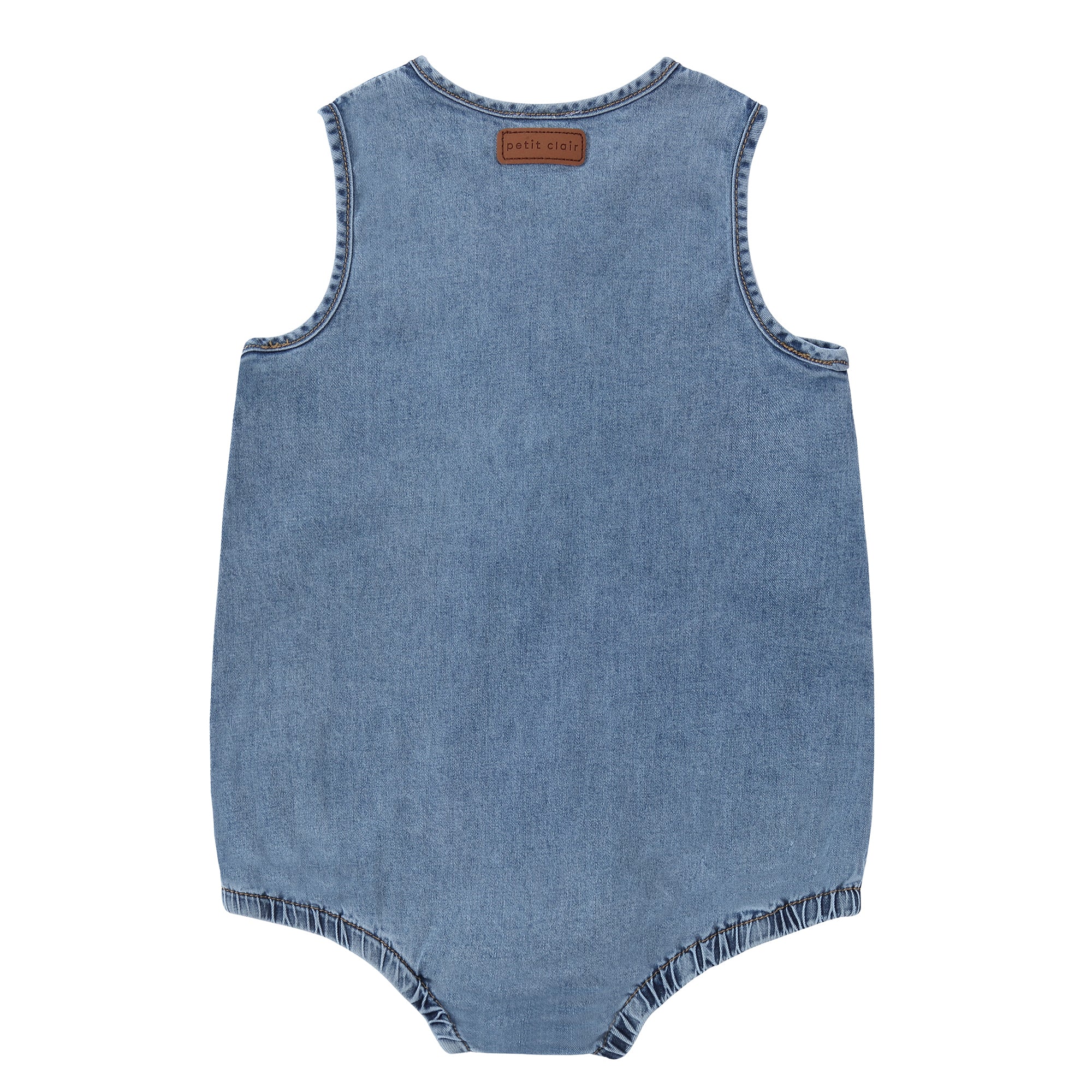 Denim Romper With Patch Pockets