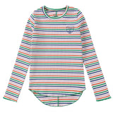 White & Colorful Striped T-Shirt