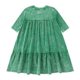 Green Wash Tiered Dress