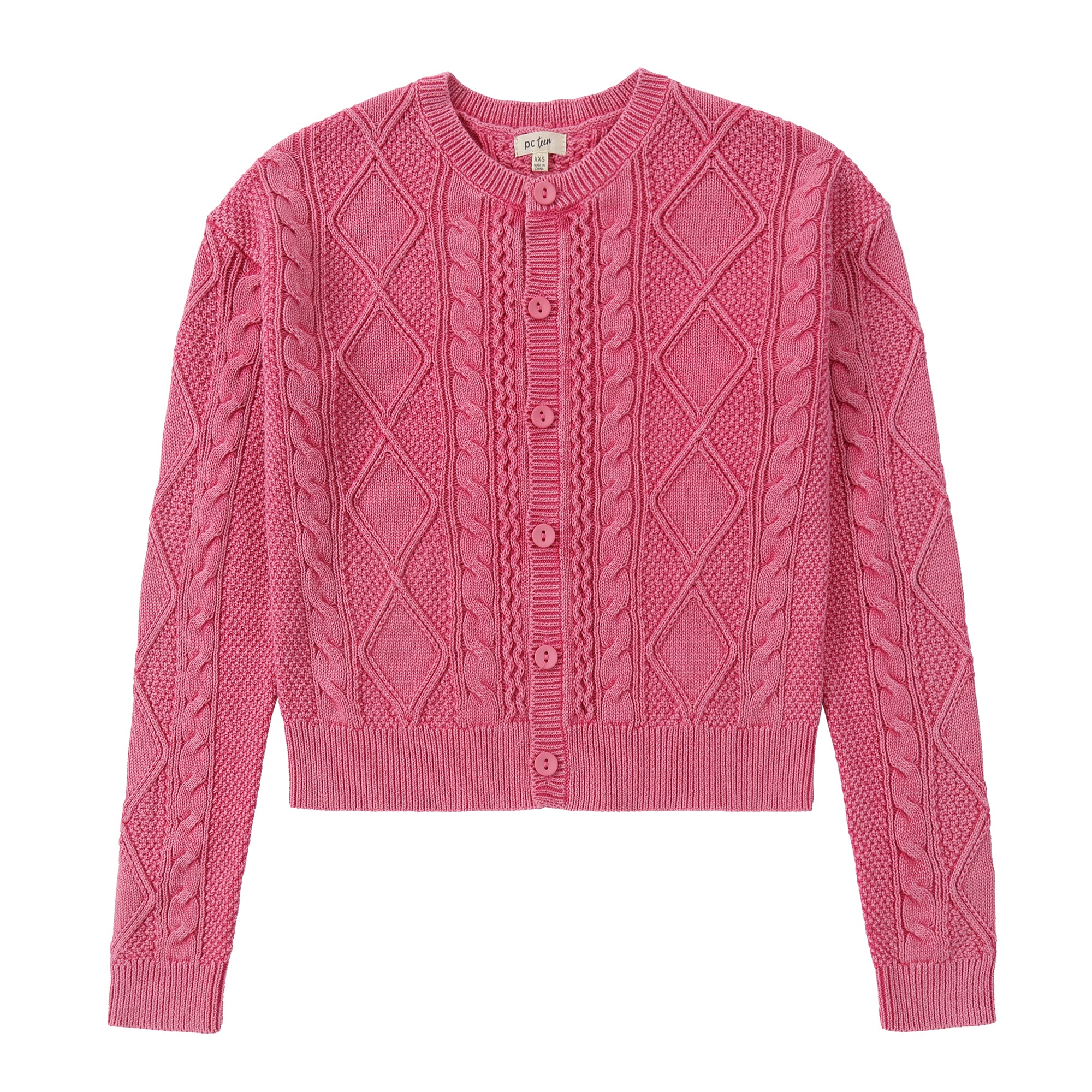 Pink Cable Knit Cardigan