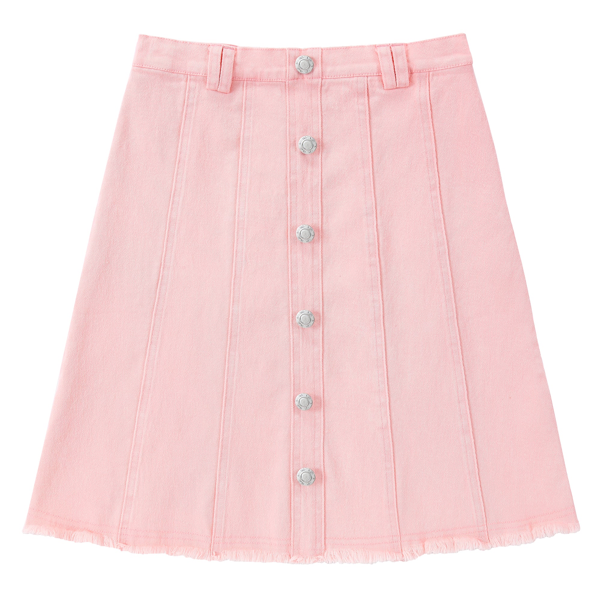 Pink Chino Paneled Button Skirt