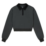 Teens Green Sweatshirt with Denim Collar